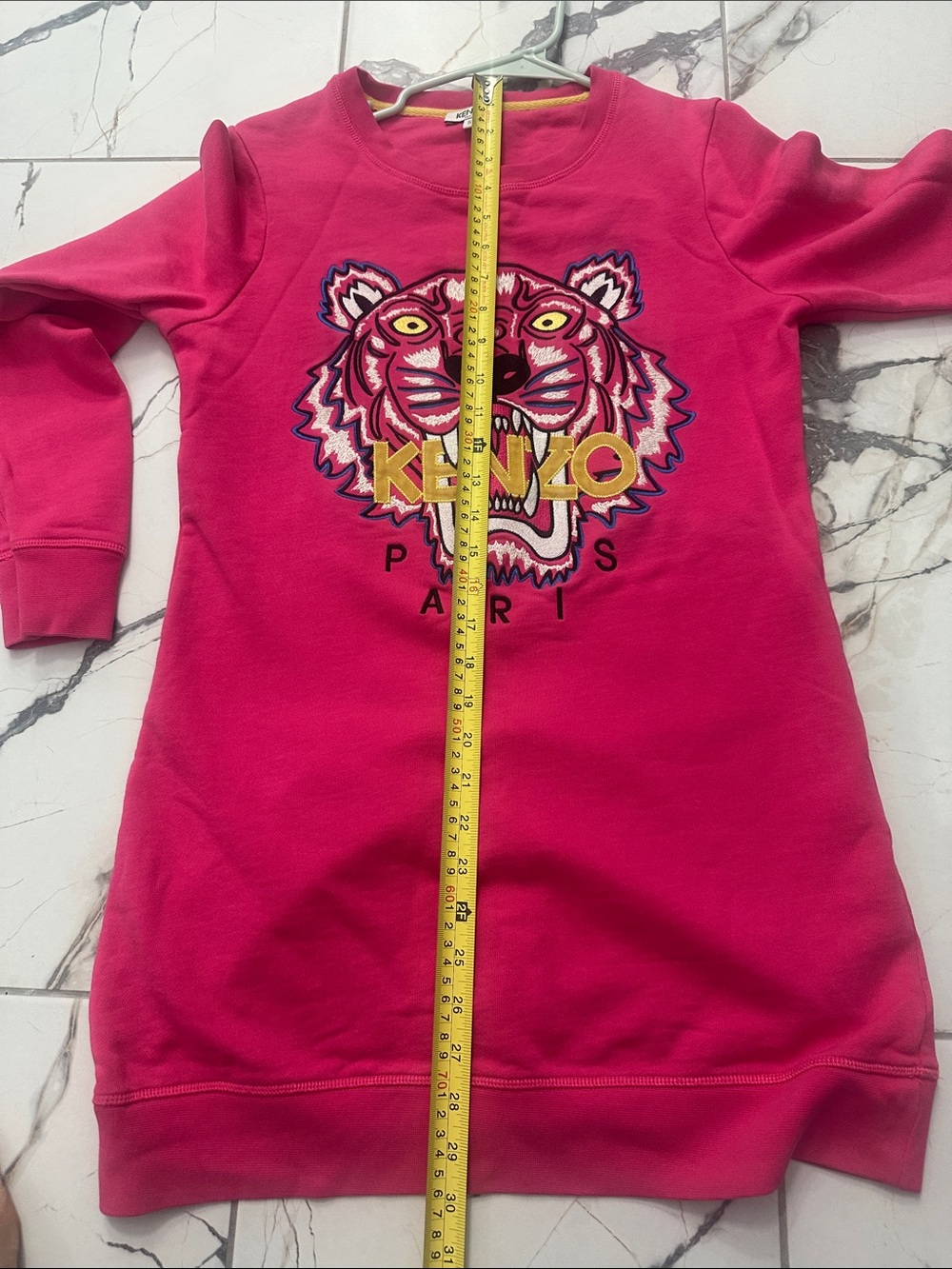 Kenzo Hot Pink Tiger Logo sweater dress with Yellow Accent - Picture 5 of 5